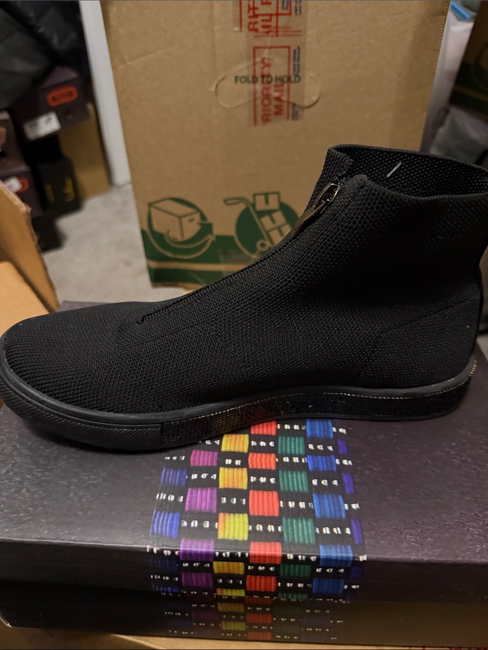 bernie mev. Black Knit Zip Ankle Booties